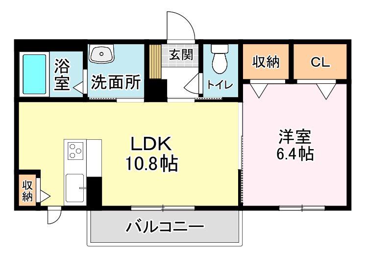 シャーメゾン リーリエ E/F E棟(1LDK/1階)の間取り写真