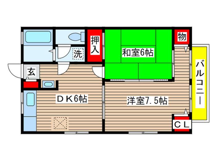 中島ハイツ(2DK/1階)の間取り写真
