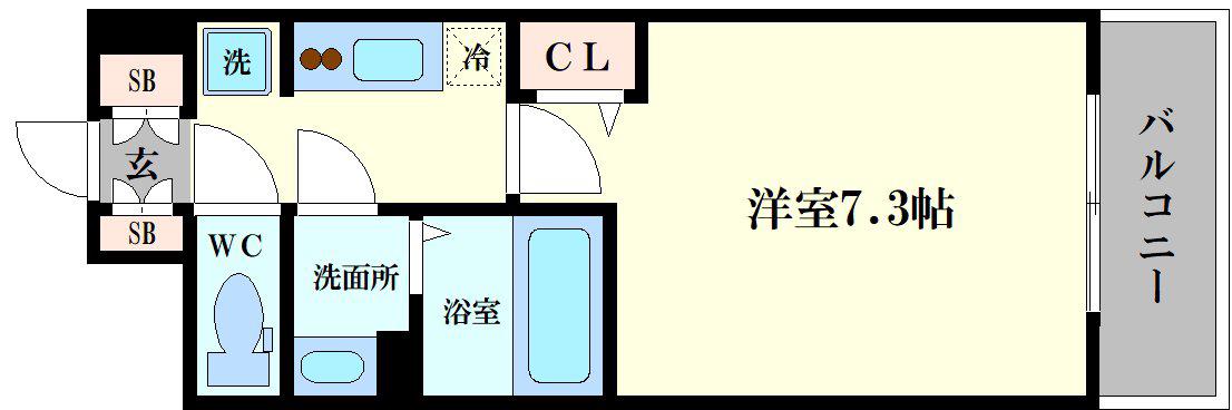 レシオス天王寺(1K/8階)の間取り写真