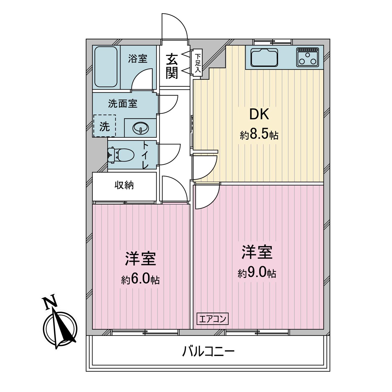アートフル所沢(2DK/1階)の間取り写真