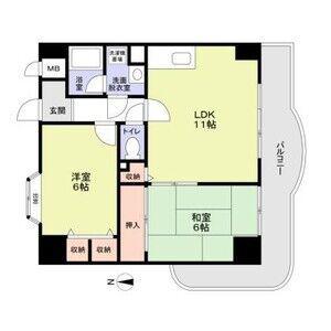 フローリッシュ北田(2LDK/5階)の間取り写真