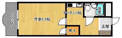 スカイランド桔梗野(1K/3階)の間取り写真