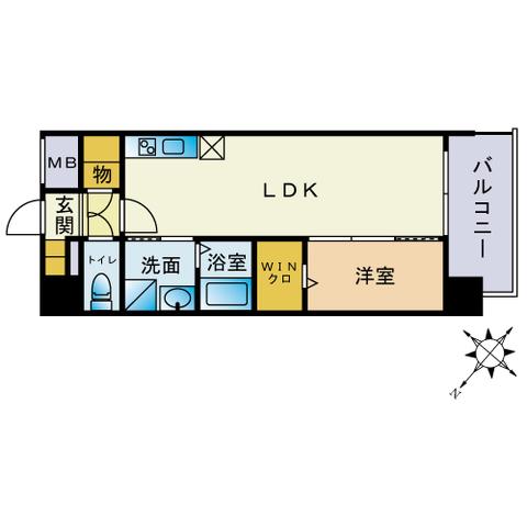 グローリー南福岡(1LDK/7階)の間取り写真