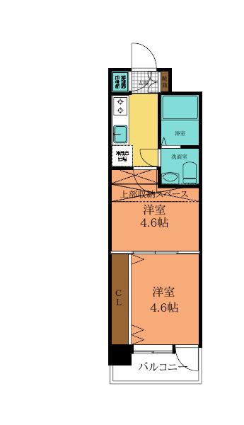 NO.47 PROJECT2100小倉駅(2K/3階)の間取り写真