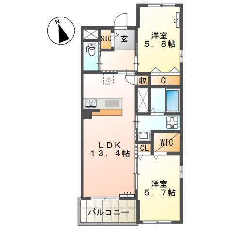 LA MAISON DU REVE (2LDK/5階)の間取り写真