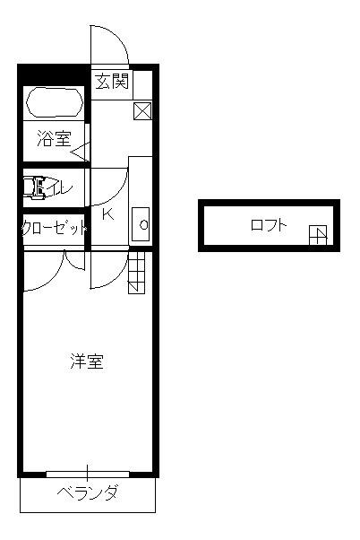 サンセリテT・K(1K/2階)の間取り写真