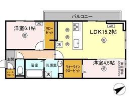 アピアランス中井(2LDK/2階)の間取り写真