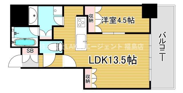 グランドメゾン新梅田タワー THE CLUB RESIDENCE(1LDK/11階)の間取り写真
