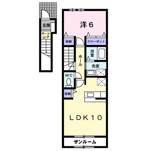クラール K II(1LDK/2階)の間取り写真
