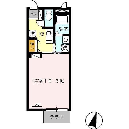 ファミーユ本地ヶ原(1K/1階)の間取り写真