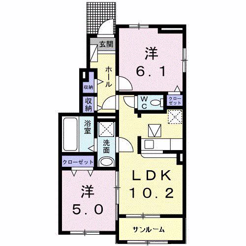 ガーデンハウス 華なんB(2LDK/1階)の間取り写真