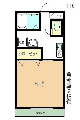 プレジール坂倉II(1K/3階)の間取り写真
