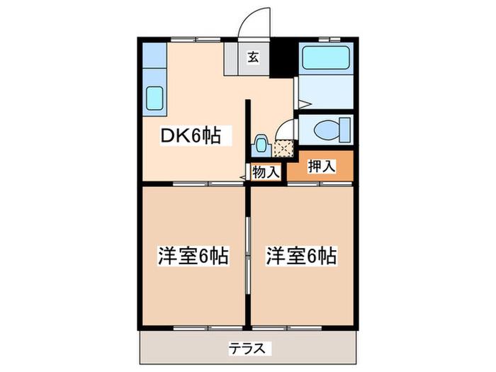 スカイコーポ湘南(2DK/1階)の間取り写真