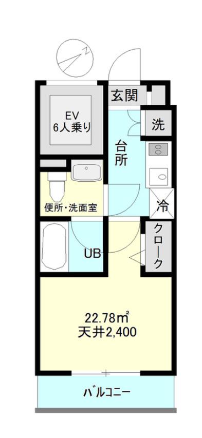 レジェンド南品川(1K/3階)の間取り写真