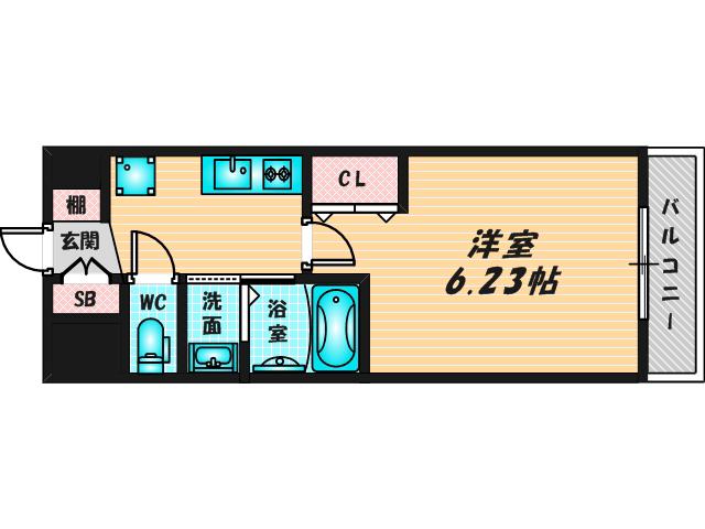 LUXE布施南II(1K/7階)の間取り写真
