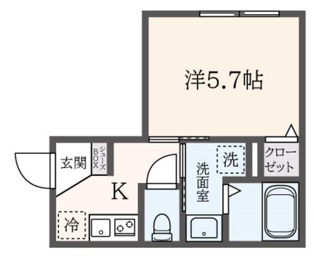 フルーヴテラス(1K/1階)の間取り写真