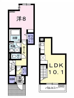 リヴェール アイ(1LDK/1階)の間取り写真