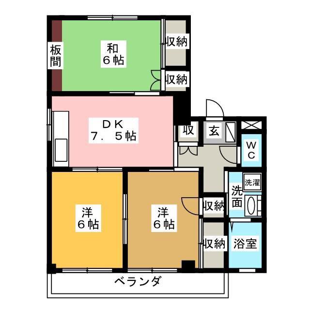 メゾン・山崎 B(3DK/2階)の間取り写真