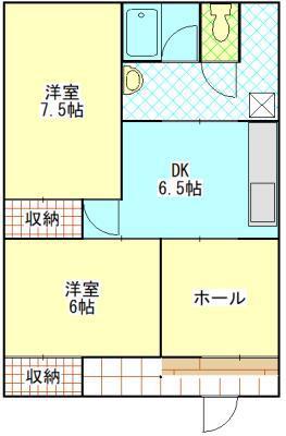 スターフィールド(2DK/1階)の間取り写真