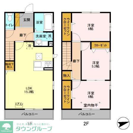 サンポワール(3LDK/1階)の間取り写真