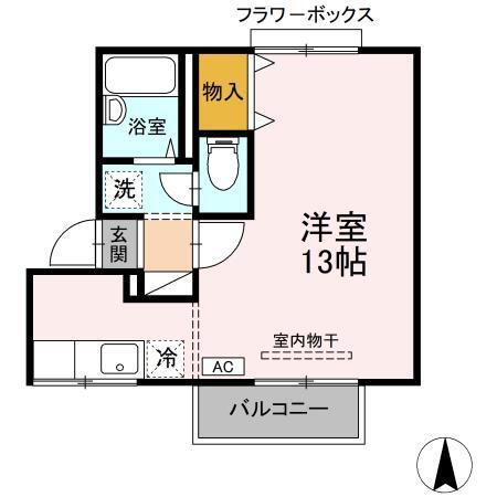 セジュール泉山(ワンルーム/1階)の間取り写真