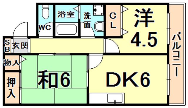 リーベスト広田(2DK/2階)の間取り写真