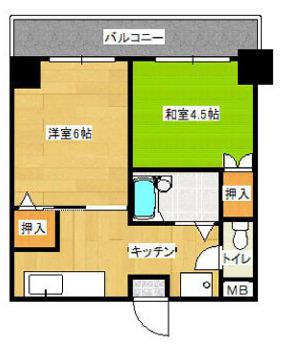 阿部ビル(2K/4階)の間取り写真