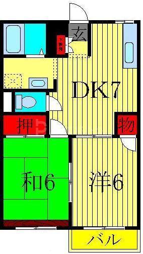 メイプル・M棟(2DK/2階)の間取り写真