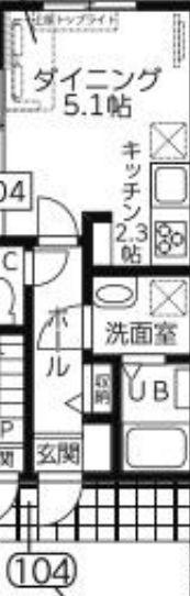 YKテラスハウス(1DK/1階)の間取り写真