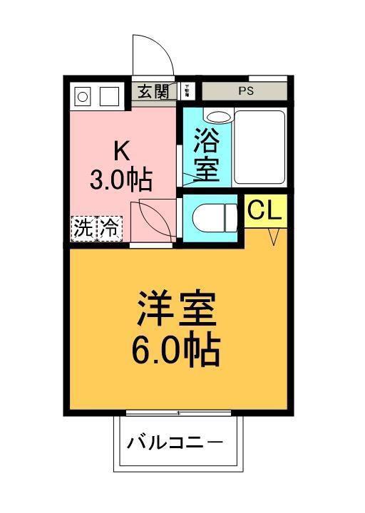ヒルトップ鶴川(1K/2階)の間取り写真