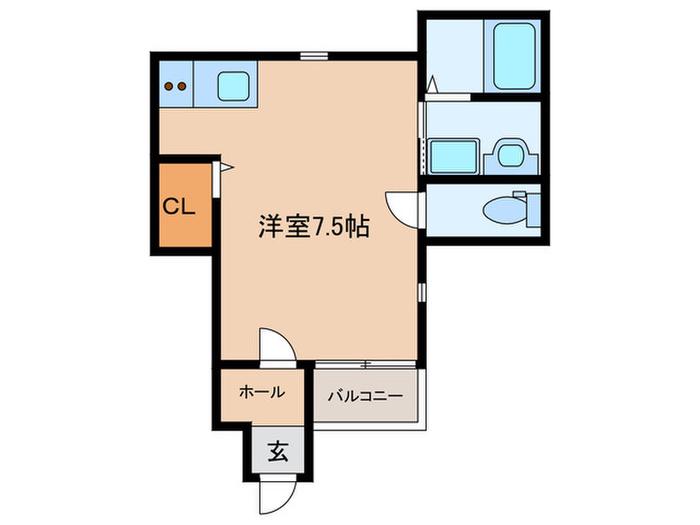エターナルシー大観町(ワンルーム/1階)の間取り写真