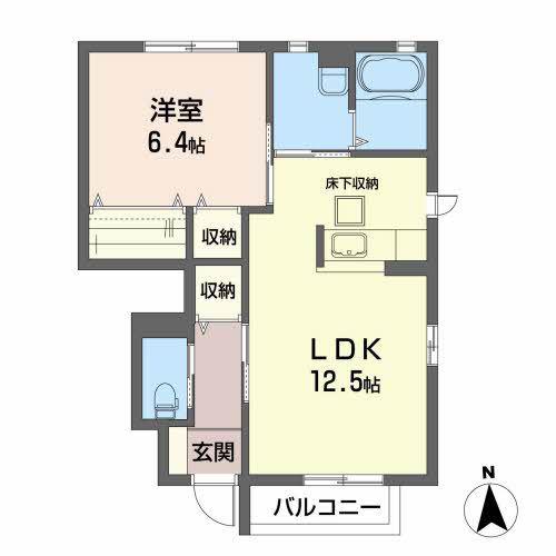 シャッフレI(1LDK/1階)の間取り写真