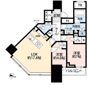 パークコート渋谷 ザ タワー(2SLDK/7階)の間取り写真