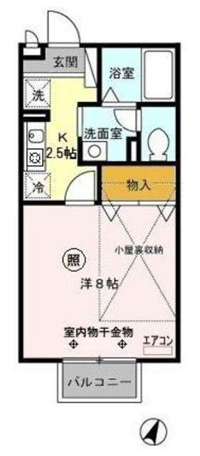 リヴェール(1K/2階)の間取り写真