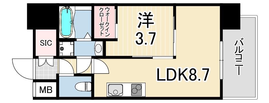 セレニテ西元町アリエ(1LDK/15階)の間取り写真