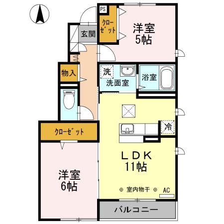 パブロハニー A(2LDK/1階)の間取り写真