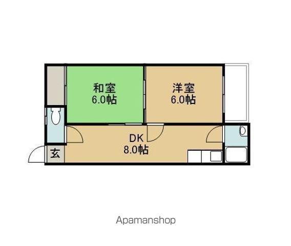 第1ピノキオコーポ(2DK/2階)の間取り写真