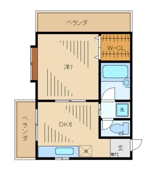 ハイツシルヴィア(1DK/2階)の間取り写真