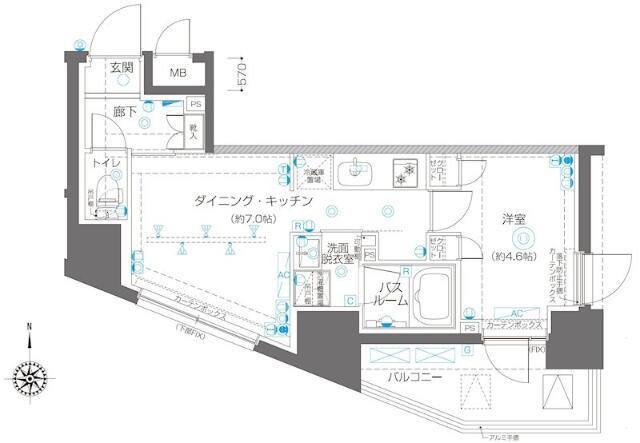 ZOOM高田馬場(1DK/8階)の間取り写真