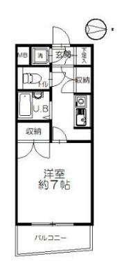 イーストピークV(1K/3階)の間取り写真