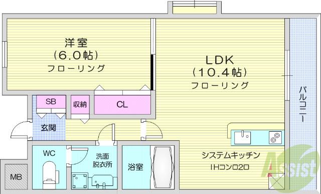 プラッツ木町(1LDK/2階)の間取り写真
