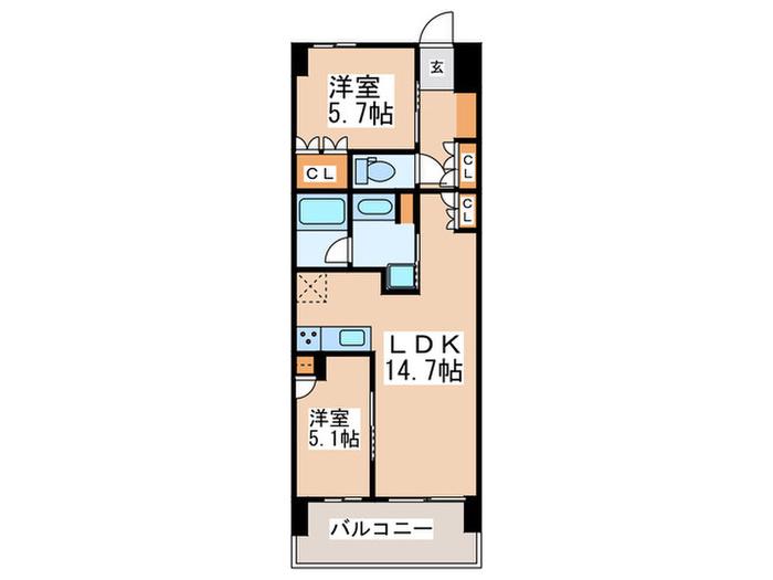 大阪ベイレジデンス(2LDK/7階)の間取り写真