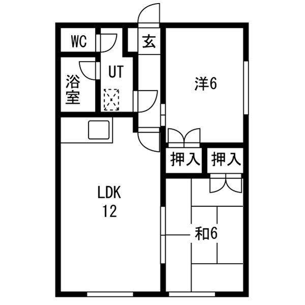若葉ハイムA(2LDK/2階)の間取り写真