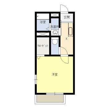 グレースコート C棟(1K/2階)の間取り写真