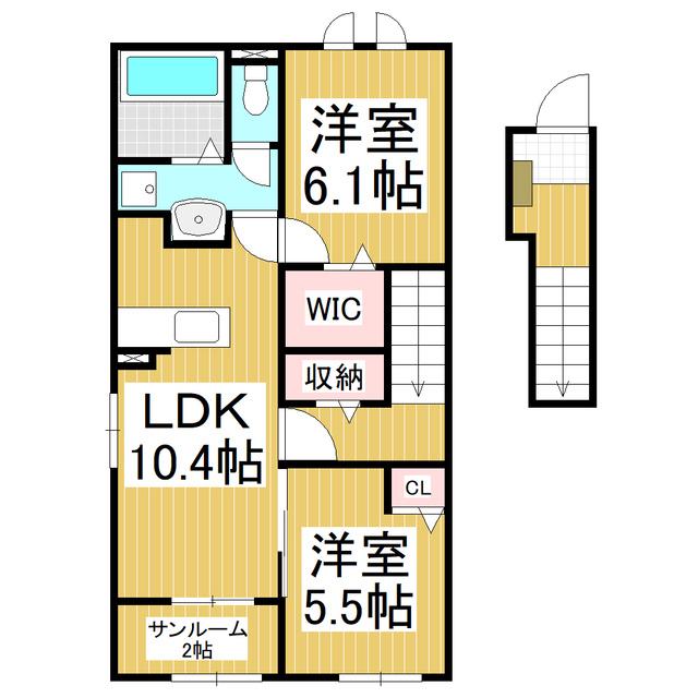 コンフォーティア信濃大町II(2LDK/2階)の間取り写真