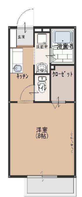 カルム国立(1K/1階)の間取り写真