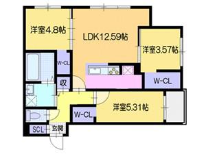ラ・シュエットS6(3LDK/2階)の間取り写真