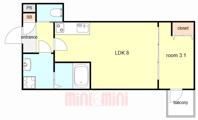 H-MAISON塚本II(1LDK/3階)の間取り写真