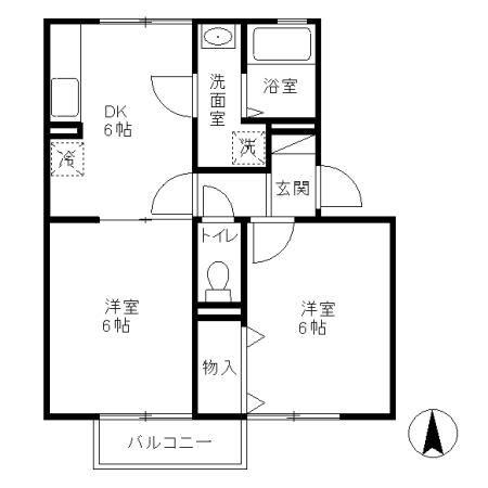 フラワーレジデンス森田八番館(2DK/2階)の間取り写真