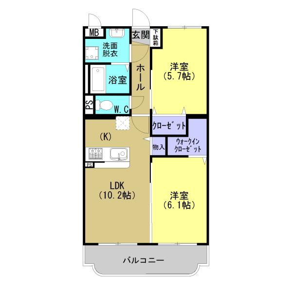 グロリオサ(2LDK/2階)の間取り写真